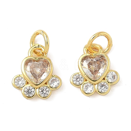 Brass Pave Cubic Zirconia Paw Print Charms LS-KK-I355-17G-06-1