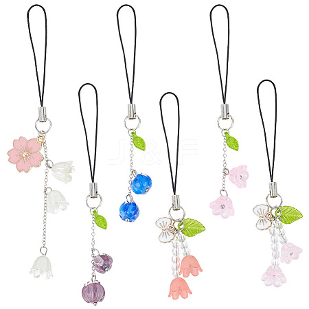 Lily of the Valley Acrylic Mobile Straps HJEW-AB00627-1