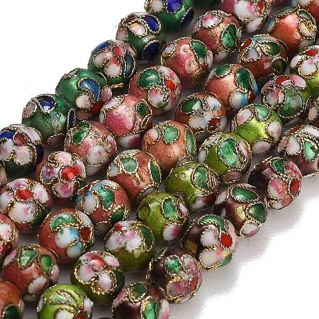 Handmade Cloisonne Brass Beads Strands KK-CBA6970-01-1