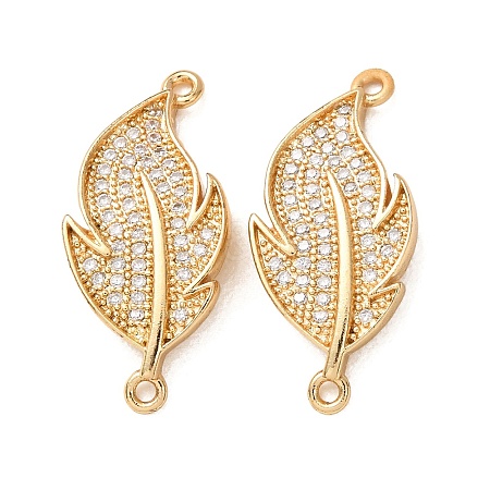 Brass Micro Pave Clear Cubic Zirconia Connector Charms CU-CBA4579-13G-1