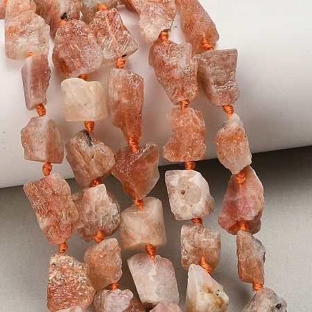 Raw Rough Natural Gold Spot Sunstone Beads Strands G-A322-B10-01-1