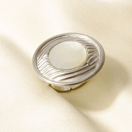 304 Stainless Steel with Natural Shell Cuff Open Rings for Women TH3507-1-1