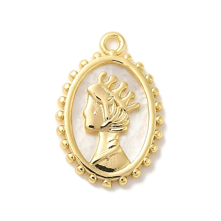 Brass Pave Shell Pendants KK-Z073-28G-1