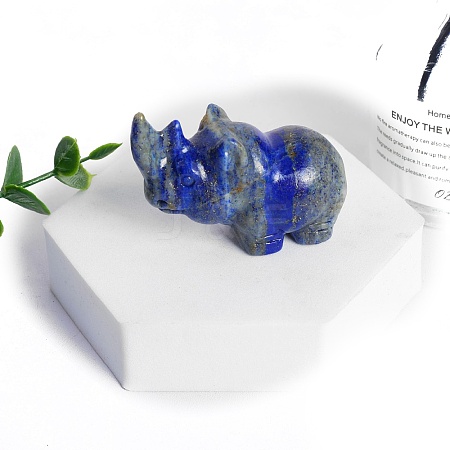 Natural Lapis Lazuli Carved Rhinoceros Statue PW-WG44714-02-1