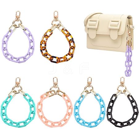 CHGCRAFT 6Pcs 6 Colors Opaque Acrylic Cable Chain Wristlet Straps HJEW-CA0001-33-1