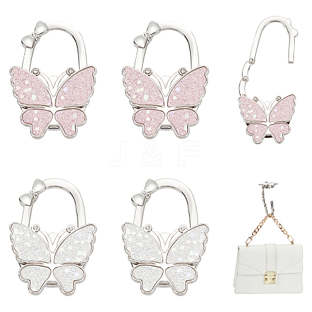 WADORN 2pcs 2 style Butterfly Theme Zinc Alloy Purse Hangers FIND-WR0010-92-1