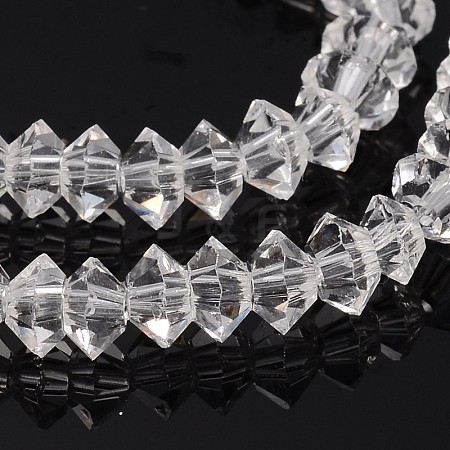 Faceted Bicone Transparent Glass Bead Strands GLAA-J082-A11-1