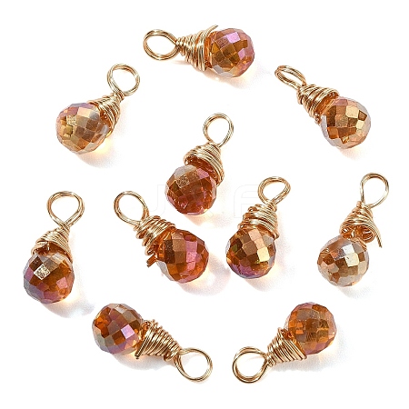10Pcs Glass Pendants PALLOY-YW00130-03-1