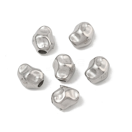 Hammered 304 Stainless Steel Beads STAS-B127-01P-10-1