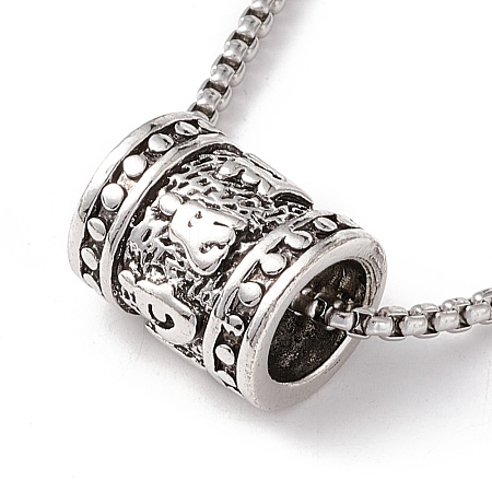Alloy Column Pendant Necklace with 201 Stainless Steel Box Chains NJEW-E016-20AS-1