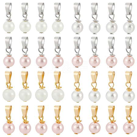 32Pcs Shell Pearl Pendants PALLOY-PH01823-1