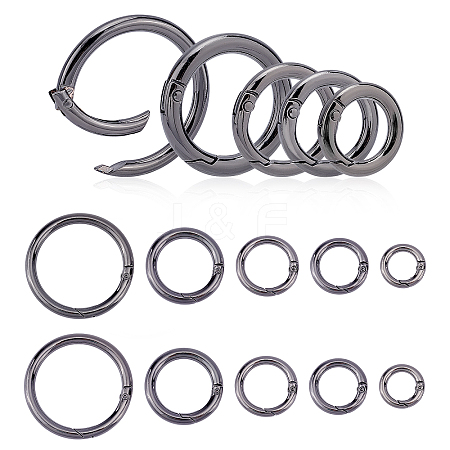 20Pcs 5 Style Alloy Spring Gate Ring PALLOY-PH0001-72B-1
