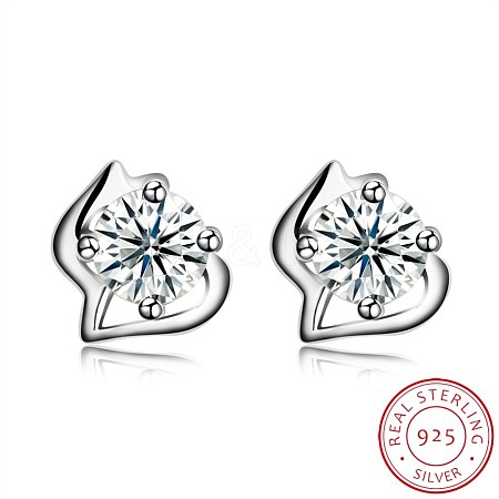 Exquisite 925 Sterling Silver Cubic Zirconia Stud Earrings EJEW-BB20071-1