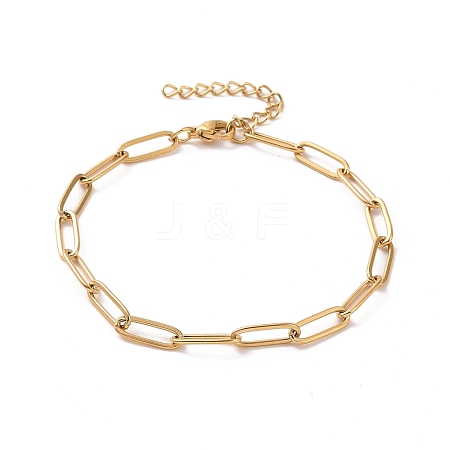 Vacuum Plating 304 Stainless Steel Paperclip Chain Bracelet for Men Women BJEW-E031-02G-01-1