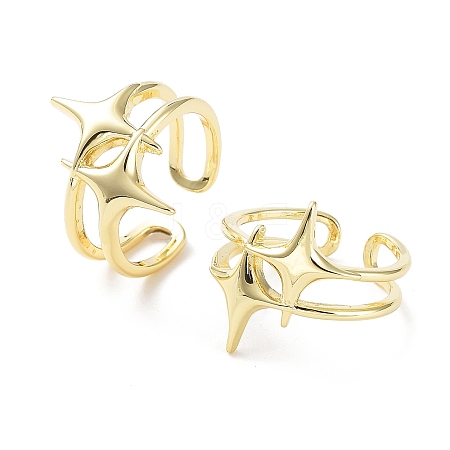 Brass Open Cuff Rings RJEW-D016-02G-1