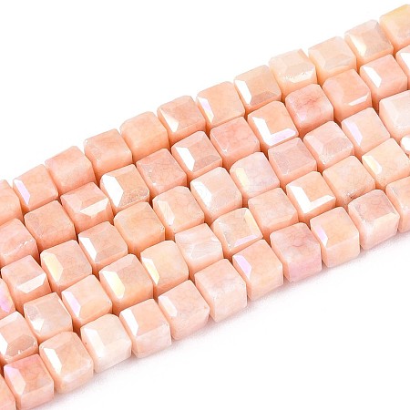 Anti-Tarnish Electroplate Glass Beads Strands GLAA-T025-4mm-10J-1