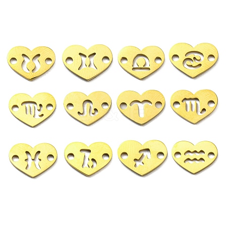 12Pcs 12 Styles Ion Plating(IP) 304 Stainless Steel Hollow Connector Charms STAS-H180-02G-1