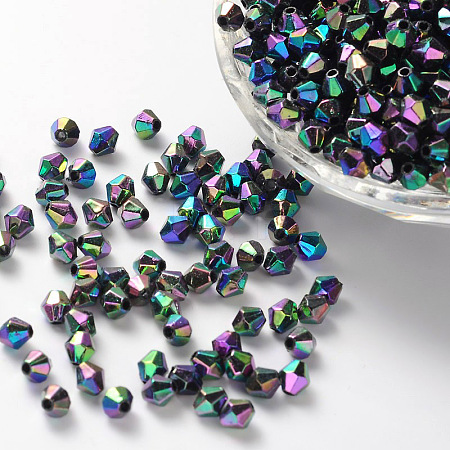 Bicone AB Color Plated Eco-Friendly Transparent Acrylic Beads X-TACR-A003-4mm-45-1