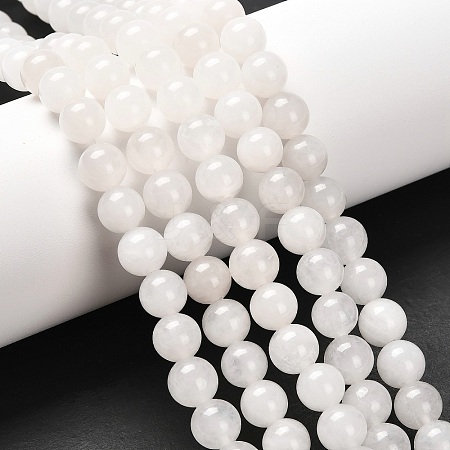 Natural White Jade Round Bead Strands G-G735-08-8mm-1