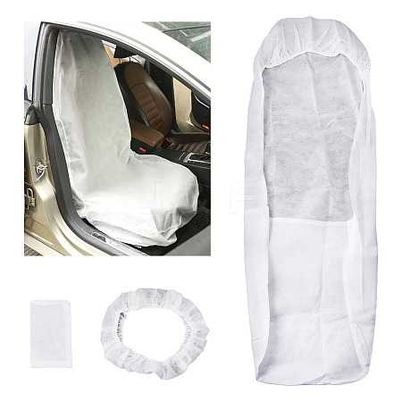 Disposable Non-woven Fabrics Car Seat & Steering Wheel Cover Sets AJEW-TAC0034-14-1