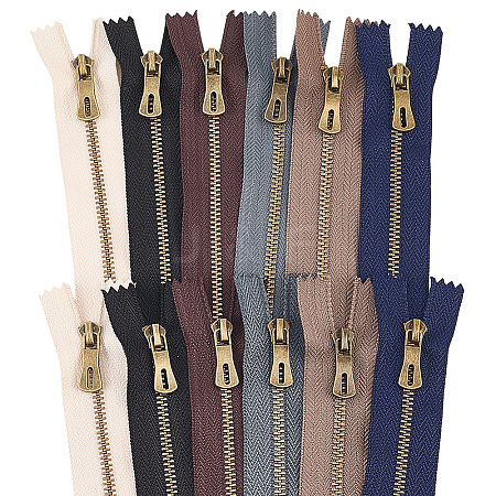 12Pcs 6 Colors Nylon Zipper Fastener FIND-GF0008-20A-1