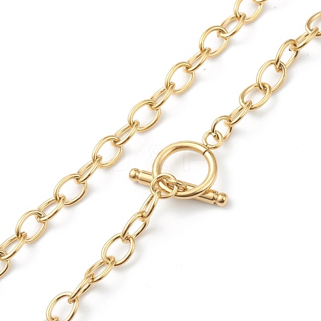 PVD Vacuum Plating 304 Stainless Steel Cable Chain Necklaces X-NJEW-I248-21G-1
