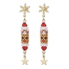 Christmas Theme Brass Clear Cubic Zirconia Dangle Stud Earrings EJEW-MZ00552-02-3