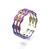 304 Stainless Steel Bamboo Shape Cuff Ring RJEW-N038-091-4