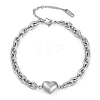 304 Stainless Steel Cable Chain Link Bracelets for Women BJEW-M051-01P-4