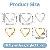 12Pcs 6 Styles Stainless Steel Screw Locking Carabiner STAS-HS0001-62-2