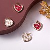 4Pcs 2 Colors Mother's Day Theme Real 18K Gold Plated Brass Micro Pave Clear Cubic Zirconia Enamel Charms ZIRC-SZ0001-38-4