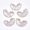 Electroplate Natural Quartz Crystal Semi Circle Pendants G-S344-42H-1