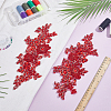 1 Pair Acrylic Embroider Thread Iron on/Sew On Patches PATC-HY0002-08B-4