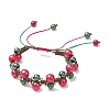 Christmas Glass Pearl Beaded Braided Beade Bracelets for Women BJEW-MZ00254-2