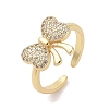 Bowknot Brass Micro Pave Clear Cubic Zirconia Open Cuff Rings RJEW-S417-03G-01-1