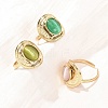 304 Stainless Steel with Glass Cat Eye Cuff Rings for Women RJEW-K309-40D-2