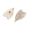 Brass & Natural Grey Agate & Cubic Zirconia Pendants GG-CBAD360-20G-09-2