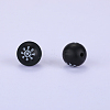 Christmas Printed Round with Snowflake Pattern Silicone Focal Beads LS-SI-JX0056A-124-1