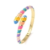 Snake Brass Enamel Cuff Bangles BJEW-A163-01G-05-4