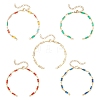 Brass Glass Rectangle Link Chain Bracelet Making AJEW-JB01399-1