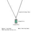 Vintage 304 Stainless Steel Emerald Rhinestone Rectangle Pendant Necklaces for Women NI1330-2-4