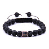 Natural Lava Rock Braided Bead Bracelets TW4699-1-1