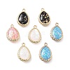 Rack Plating Brass Resin Imitate Opal Pendants KK-M013-02G-1