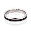 Black Enamel Grooved Line Finger Ring RJEW-I089-24A-2