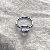 Square 304 Stainless Steel with Glass Finger Rings FS-WG8AAFA-15-1