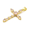 Cross Rack Plating Brass Cubic Zirconia Pendants KK-Z053-13G-03-2