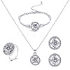 Alloy Rhinestone Link Bracelets & Stud Earrings & Pendant Necklaces & Rings Sets WG6A31F-03-3