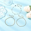 Natural Labradorite Nuggets & 304 Stainless Steel Link Chain 3 Layer Anklets for Women AJEW-AN00743-03-1