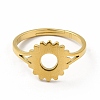 Ion Plating(IP) 304 Stainless Steel Sunflower Adjustable Ring for Women RJEW-B027-17G-2