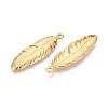 304 Stainless Steel Feather Pendants STAS-T067-32G-2